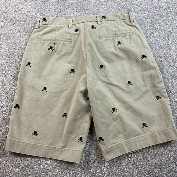 Vtg Ralph Lauren Rugby 2004 Skull Embroidered Khaki Shorts 32 Tan - Picture 7 of 8
